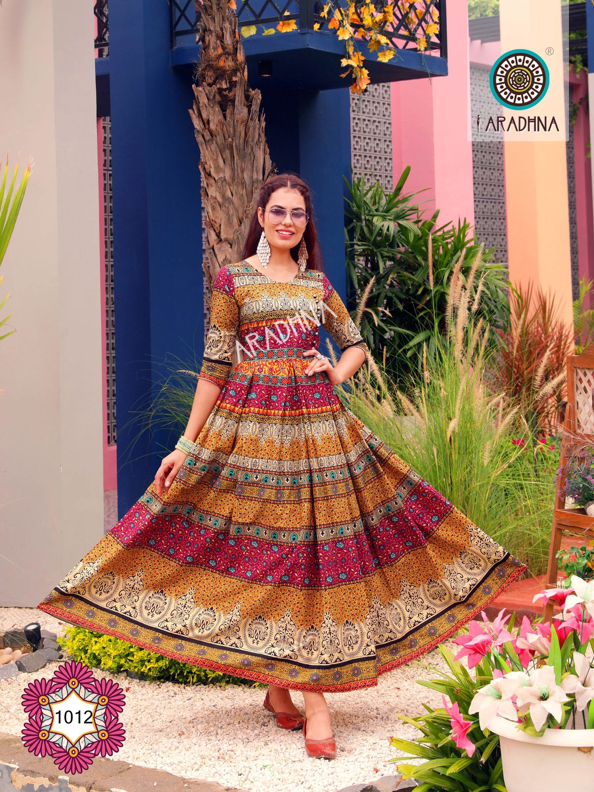 Aradhna Fashion Fire 1 Heavy Cotton Festive Wear Anarkali Long Stylish Kurti Collection